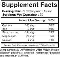 Sonne's #2 Calphonite Nutrition Facts Label